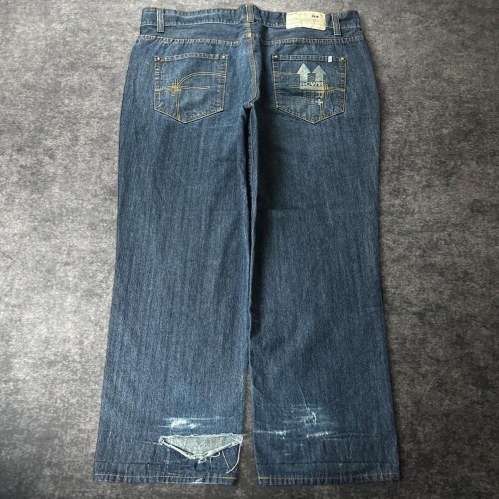 Vintage Y2K Rocawear Jeans Men’s 48 Baggy Hip Hop Blue Denim Embroidered